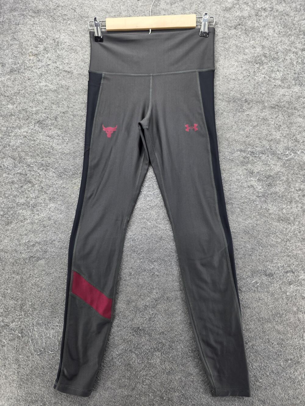 Under Armour Leggings Womens S Gray Ankle Compression HeatGear Logo Stretch